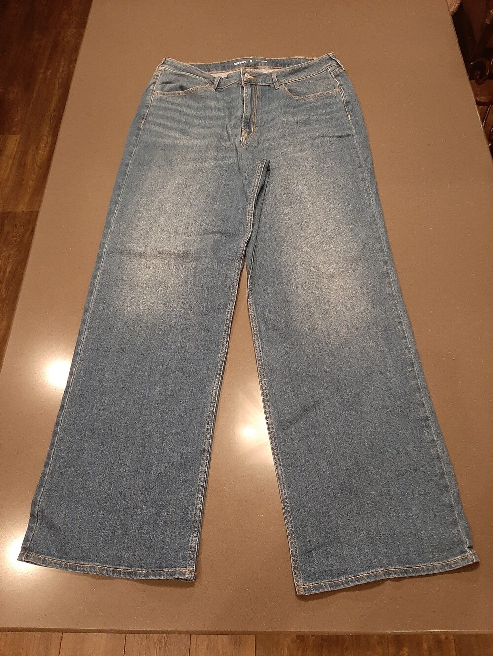 Old Navy WOW Wide Leg Jeans 16 Tall High Rise Medium Wash Stretch Denim